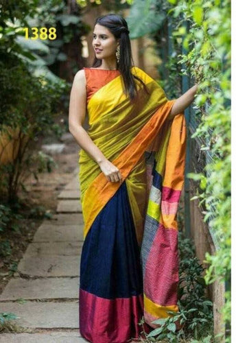 Attractive Handloom Cotton Silk Saree with Blouse piece